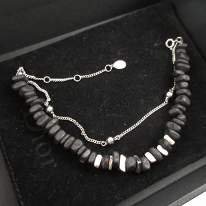 新品同様 ディオールオム ダブル ロウ ストーンモチーフ ビーズ メタル ブラック 黒 ブレスレット 0673【中古】Dior HOMME