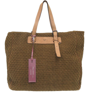 美品 ファロルニ キャンバス イントレチャート トートバッグ ブラウン キャンバス ブラウン 0676【中古】FALORNI