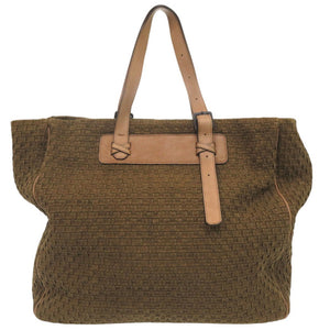 美品 ファロルニ キャンバス イントレチャート トートバッグ ブラウン キャンバス ブラウン 0676【中古】FALORNI