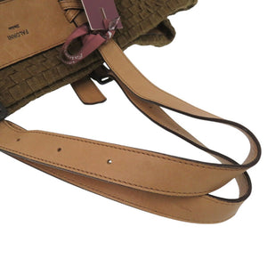 美品 ファロルニ キャンバス イントレチャート トートバッグ ブラウン キャンバス ブラウン 0676【中古】FALORNI