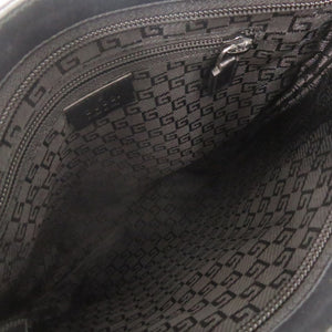 美品 グッチ 122793 キャンバス レザー ブラック ショルダーバッグ 黒 0717【中古】GUCCI