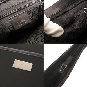 美品 グッチ 122793 キャンバス レザー ブラック ショルダーバッグ 黒 0717【中古】GUCCI