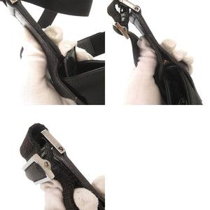 美品 グッチ 122793 キャンバス レザー ブラック ショルダーバッグ 黒 0717【中古】GUCCI