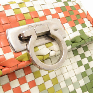 サルヴァトーレフェラガモ ガンチーニ DO-217228 レザー マルチカラー ハンドバッグ 0720【中古】Salvatore Ferragamo