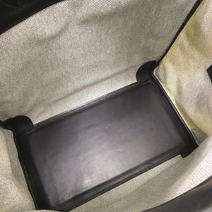 美品 エルメス オータクロアカーゴ40 トワルアッシュ ヴォーエバーカーフ ブラック エクリュ U刻印(2022年製) ハンドバッグ 黒 0730 【中古】 HERMES