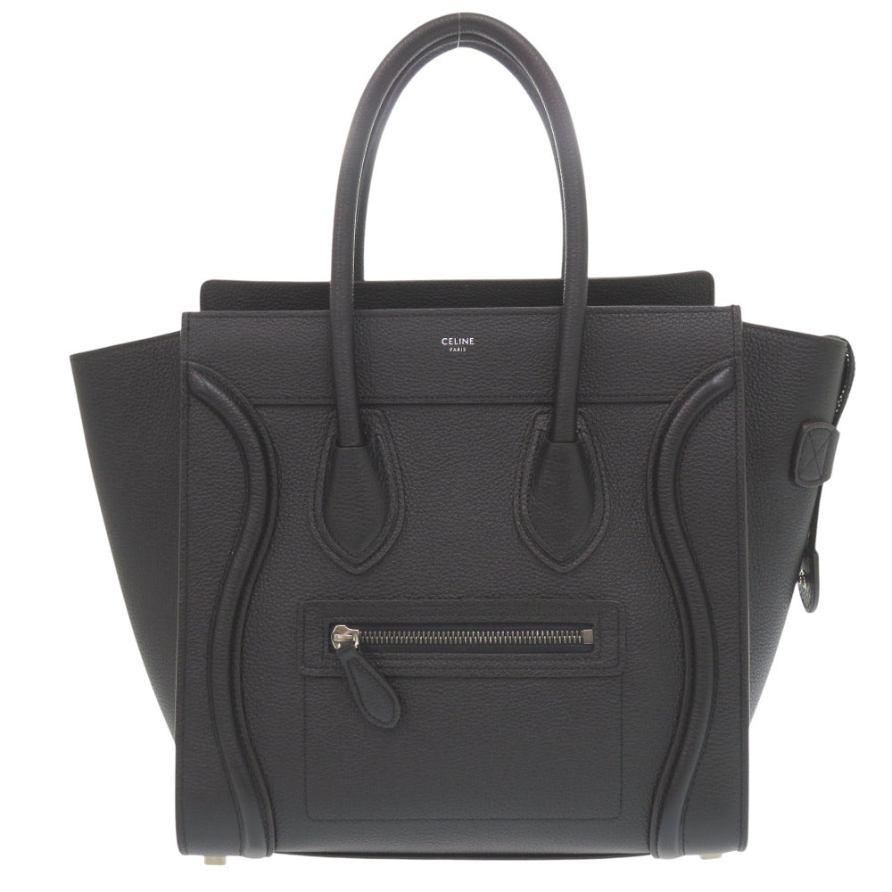 美品 セリーヌ マイクロ ラゲージ レザー ブラック ハンドバッグ 黒 0752【中古】CELINE