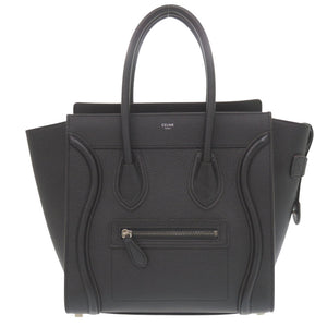 美品 セリーヌ マイクロ ラゲージ レザー ブラック ハンドバッグ 黒 0752【中古】CELINE