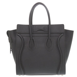 美品 セリーヌ マイクロ ラゲージ レザー ブラック ハンドバッグ 黒 0752【中古】CELINE