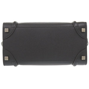 美品 セリーヌ マイクロ ラゲージ レザー ブラック ハンドバッグ 黒 0752【中古】CELINE