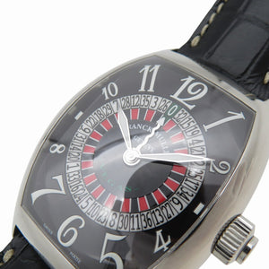 美品 フランクミュラー ヴェガス ルーレット ビッグフェイス 8880VEGAS 自動巻き 腕時計 SS/型押しレザー ブラック 黒文字盤 0760【中古】FRANCK MULLER メンズ