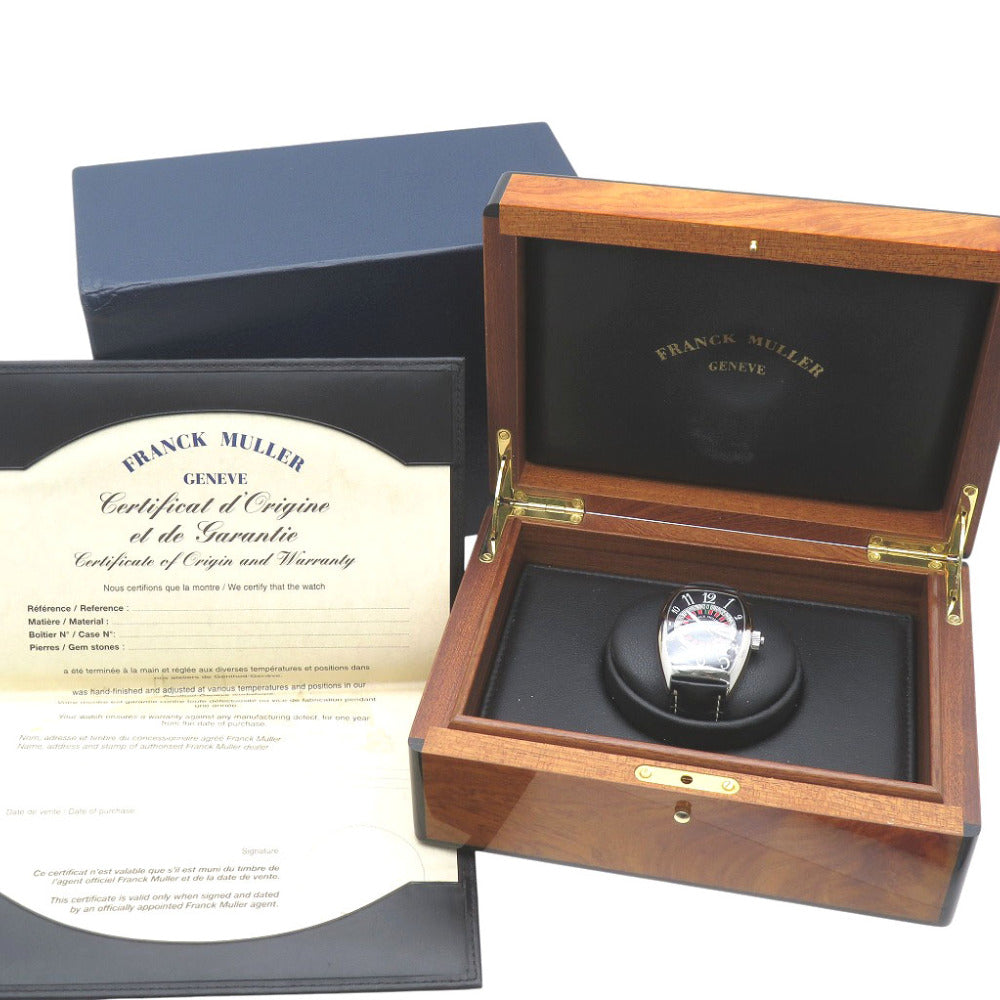 美品 フランクミュラー ヴェガス ルーレット ビッグフェイス 8880VEGAS 自動巻き 腕時計 SS/型押しレザー ブラック 黒文字盤 0760【中古】FRANCK MULLER メンズ