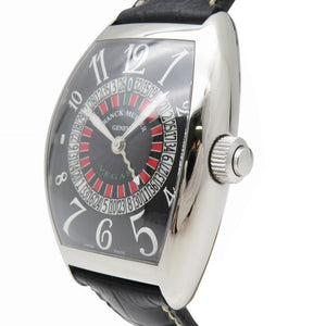 美品 フランクミュラー ヴェガス ルーレット ビッグフェイス 8880VEGAS 自動巻き 腕時計 SS/型押しレザー ブラック 黒文字盤 0760【中古】FRANCK MULLER メンズ