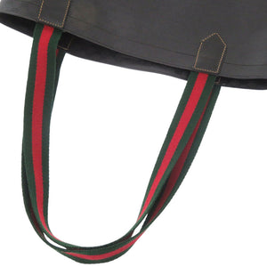 グッチ オールドグッチ シェリーライン マイクロGG 002-63-0048 PVC ブラック トートバッグ 黒 0769【中古】GUCCI