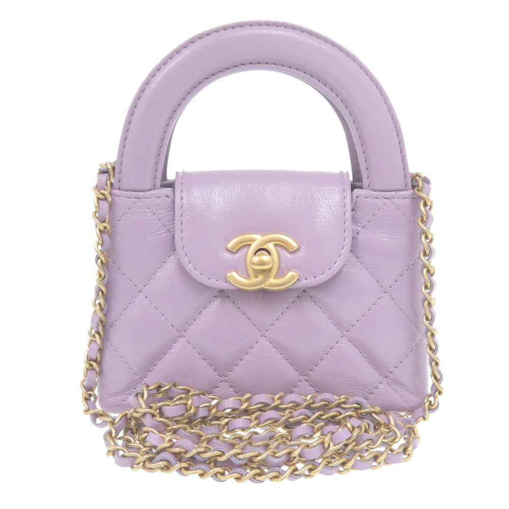 未使用 シャネル チェーンクラッチ ココマーク マトラッセ AP3435 レザー パープル ランダムシール ショルダーバッグ 紫 0778【中古】CHANEL