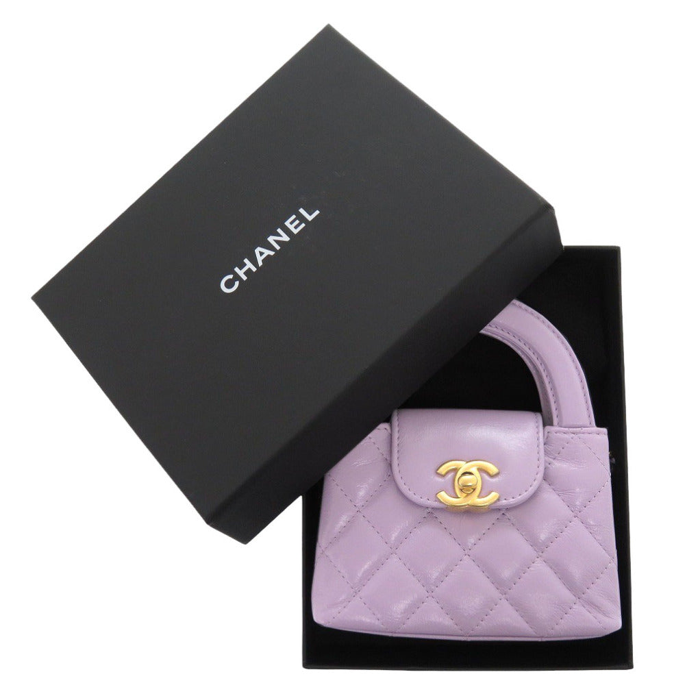 未使用 シャネル チェーンクラッチ ココマーク マトラッセ AP3435 レザー パープル ランダムシール ショルダーバッグ 紫 0778【中古】CHANEL