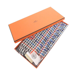 未使用品 エルメス カシミヤ/絹 マルチカラー ギンガムチェック スカーフ 0782【中古】HERMES