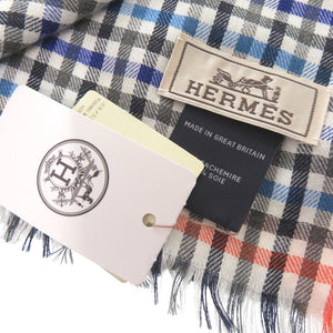 未使用品 エルメス カシミヤ/絹 マルチカラー ギンガムチェック スカーフ 0782【中古】HERMES