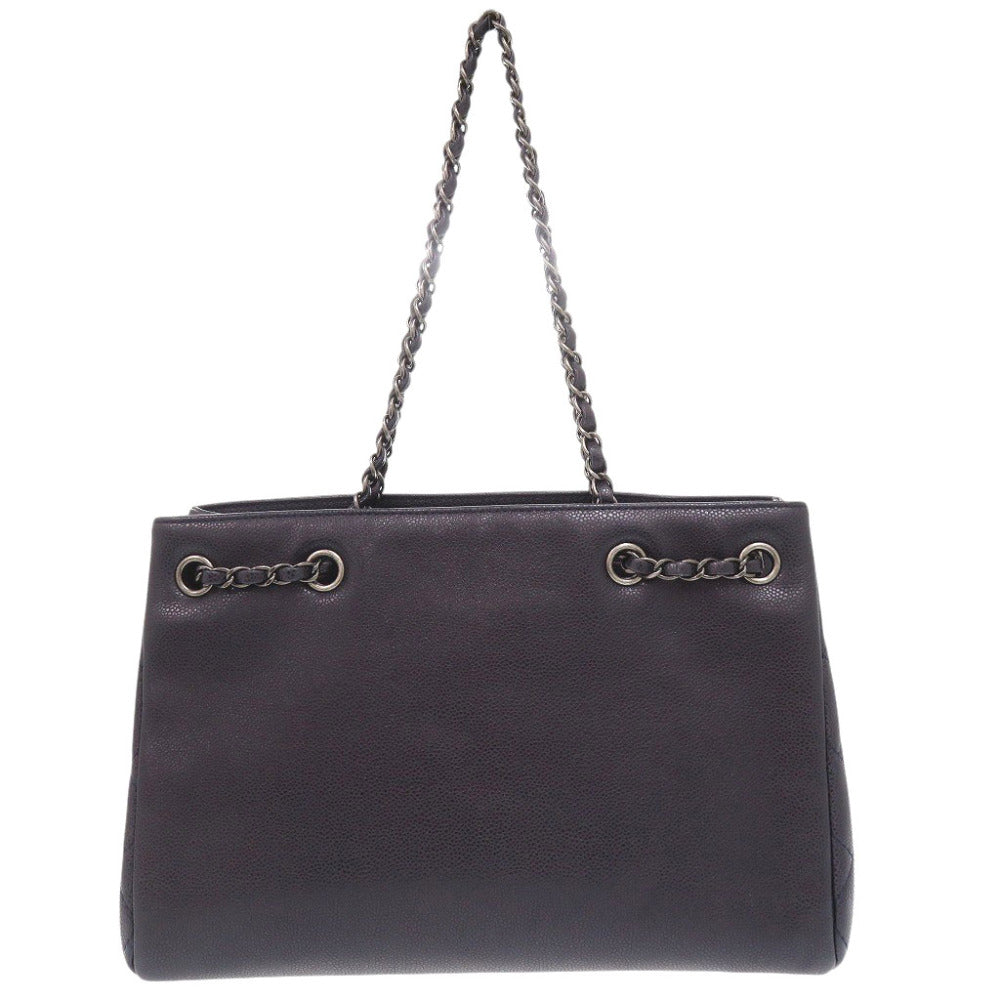 美品 シャネル キャビアスキン ネイビー 22番台 ココマーク チェーントートバッグ ショルダーバッグ 0898【中古】CHANEL