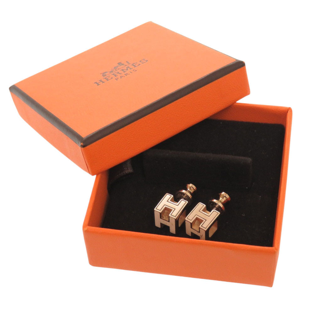 エルメス カージュドアッシュ Hキューブ アイボリー ローズゴールド金具 ピアス アクセサリー 0904 【中古】 HERMES