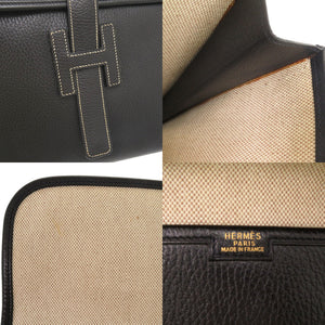 美品 エルメス ジジェGM クラッチバッグ セカンドバッグ ビジネスバッグ アルデンヌ ブラック 刻印不明 0909【中古】HERMES