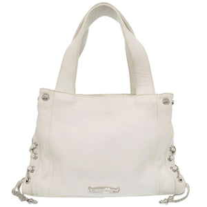 美品 クロムハーツ JJ DEAN JJディーン ライダース トートバッグ ロジウム レザー シルバー925 ホワイト 0918【中古】CHROME HEARTS