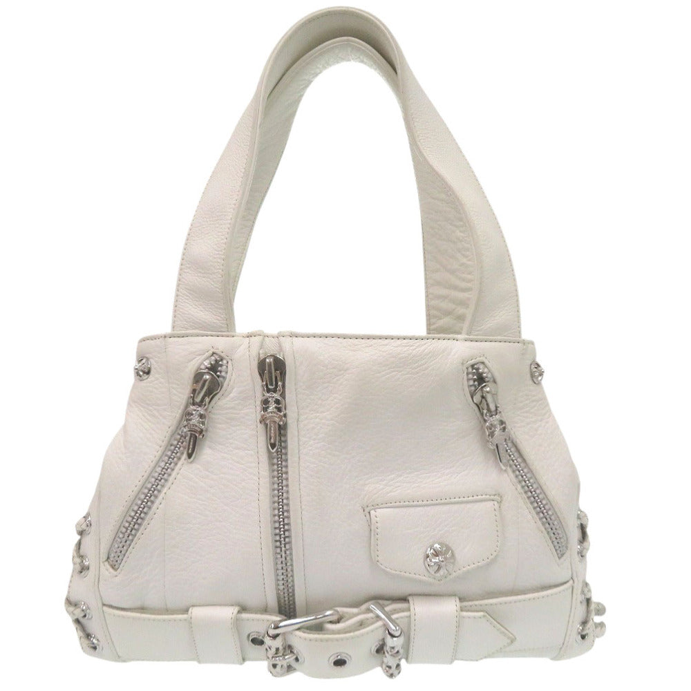 美品 クロムハーツ JJ DEAN JJディーン ライダース トートバッグ ロジウム レザー シルバー925 ホワイト 0918【中古】CHROME HEARTS
