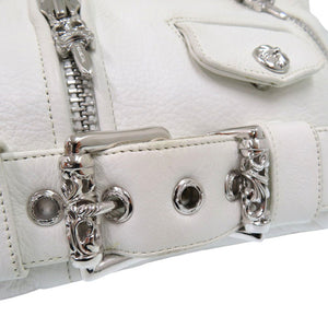 美品 クロムハーツ JJ DEAN JJディーン ライダース トートバッグ ロジウム レザー シルバー925 ホワイト 0918【中古】CHROME HEARTS