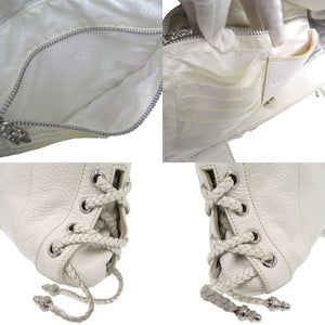 美品 クロムハーツ JJ DEAN JJディーン ライダース トートバッグ ロジウム レザー シルバー925 ホワイト 0918【中古】CHROME HEARTS