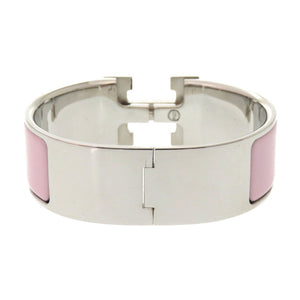 美品 エルメス クリッククラック GM ピンク シルバー D刻印 バングル アクセサリー 0932【中古】HERMES ブレスレット