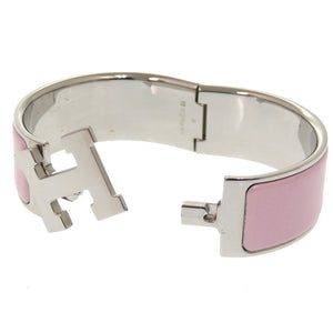 美品 エルメス クリッククラック GM ピンク シルバー D刻印 バングル アクセサリー 0932【中古】HERMES ブレスレット