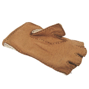 美品 エルメス 手袋 グローブ コットン ペッカリー革 ブラウン 0941【中古】HERMES