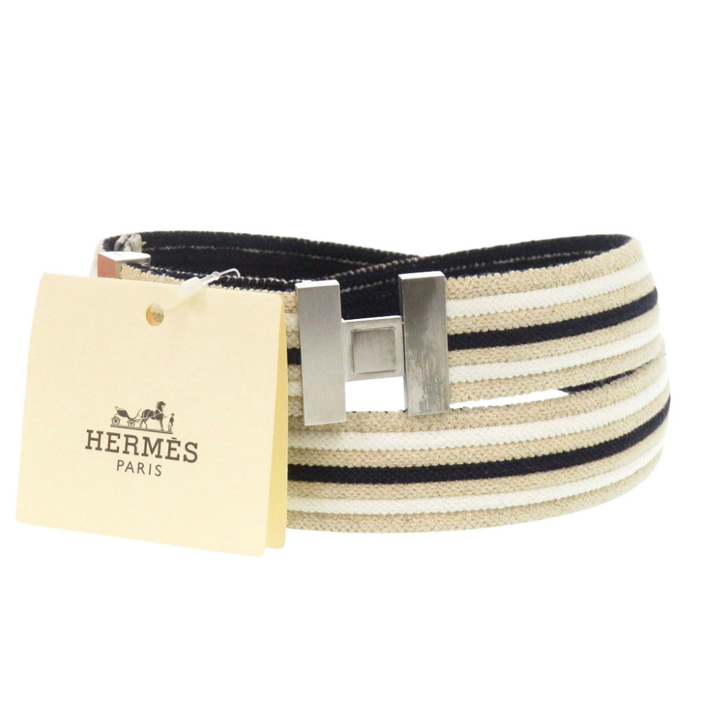 新品同様 エルメス コットン/ポリエステル/ゴム マルチカラー ストライプ ベルト 0956【中古】HERMES