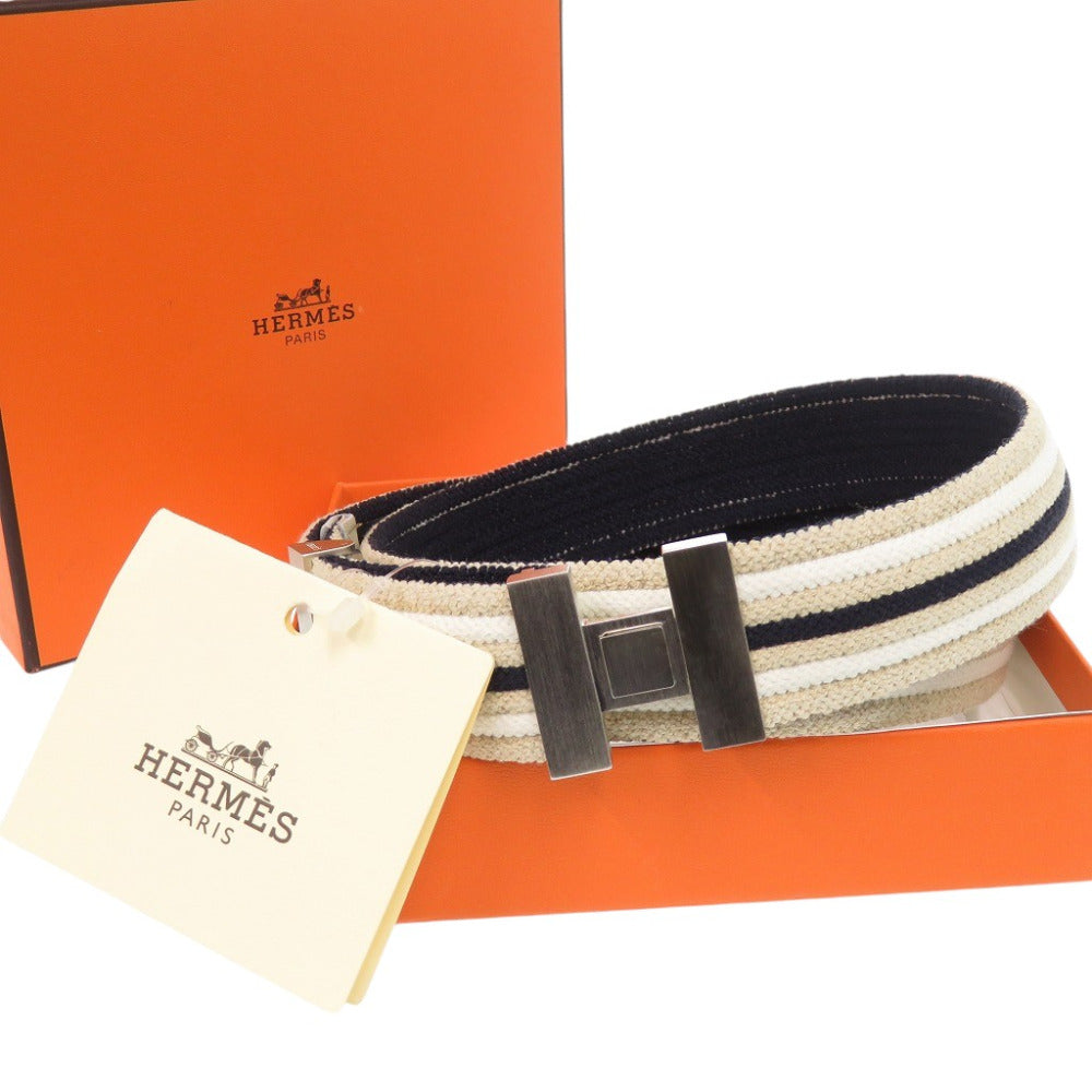 新品同様 エルメス コットン/ポリエステル/ゴム マルチカラー ストライプ ベルト 0956【中古】HERMES