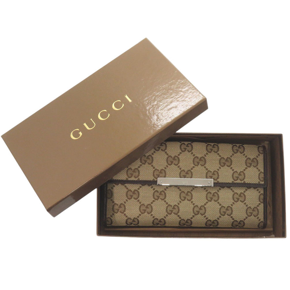 美品 グッチ 112715 GGキャンバス ベージュ 長財布 0958【中古】GUCCI