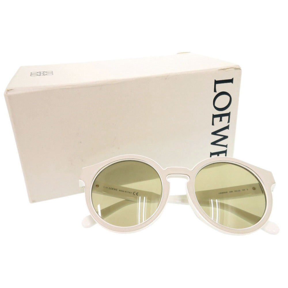 美品 ロエベ LW40002F プラスチック レザー ホワイト アイボリー サングラス 0971【中古】LOEWE