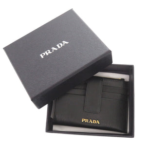 新品同様 プラダ 1MC026 レザー ブラック コインケース カードケース 小銭入れ 黒 0973【中古】PRADA