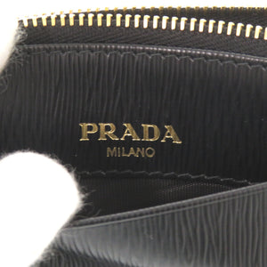 新品同様 プラダ 1MC026 レザー ブラック コインケース カードケース 小銭入れ 黒 0973【中古】PRADA
