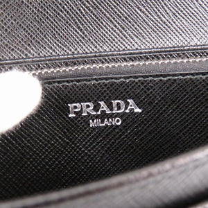 未使用品 プラダ 1MH132 ナイロン/レザー ブラック 長財布 黒 0974【中古】PRADA