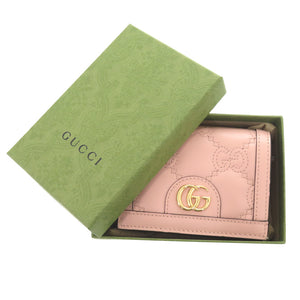 未使用 グッチ GGマトラッセ 723786 レザー ピンク 二つ折り財布 0975【中古】GUCCI