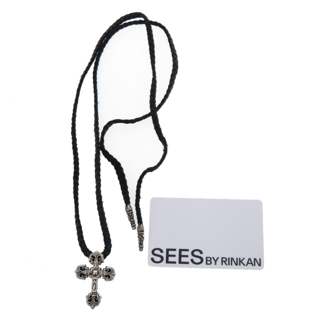 美品 クロムハーツ フィリグリークロスXS wレザーブレイド ネックレス シルバー925 0980【中古】CHROME HEARTS