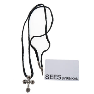 美品 クロムハーツ フィリグリークロスXS wレザーブレイド ネックレス シルバー925 0980【中古】CHROME HEARTS