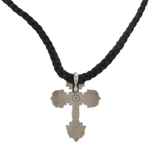 美品 クロムハーツ フィリグリークロスXS wレザーブレイド ネックレス シルバー925 0980【中古】CHROME HEARTS