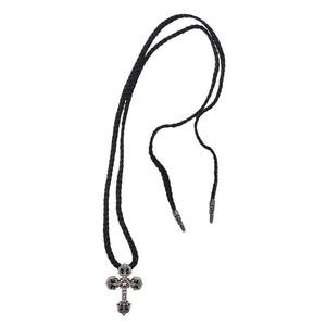 美品 クロムハーツ フィリグリークロスXS wレザーブレイド ネックレス シルバー925 0980【中古】CHROME HEARTS