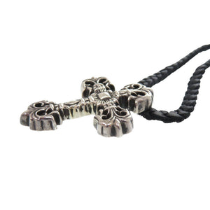 美品 クロムハーツ フィリグリークロスXS wレザーブレイド ネックレス シルバー925 0980【中古】CHROME HEARTS