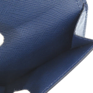 美品 プラダ サフィアーノルクス  レザー ブルー 1MH021 三つ折り財布 青 0991【中古】PRADA