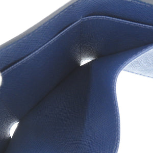 美品 プラダ サフィアーノルクス  レザー ブルー 1MH021 三つ折り財布 青 0991【中古】PRADA