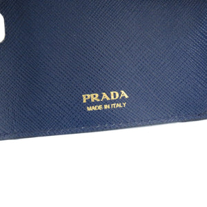 美品 プラダ サフィアーノルクス  レザー ブルー 1MH021 三つ折り財布 青 0991【中古】PRADA