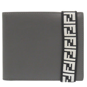 美品 フェンディ 7M0266 レザー グレー 二つ折り財布 札入れ 0992【中古】FENDI メンズ