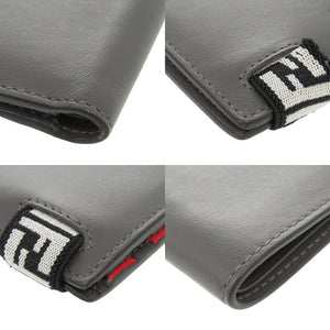 美品 フェンディ 7M0266 レザー グレー 二つ折り財布 札入れ 0992【中古】FENDI メンズ