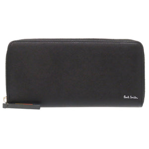 新品同様 ポールスミス ブライトストライププラー BPS647 レザー ブラック ラウンドファスナー 長財布 1016【中古】Paul Smith メンズ